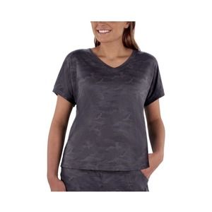 Member's Mark Women's V-Neck Favorite Soft Stretch Tee Black Camo Lg
